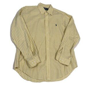 Polo Ralph Lauren Men's L 16 34/35 Classic Fit Yellow Striped Oxford Shirt